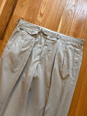 Chemise Lacoste Vintage 80s 90s Ivory Tan Chino Trousers Preppy Golf EU 48 36x31